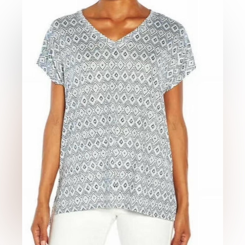 Orvis Women’s Blue Diamond Print Pullover Top V-Neck Size S